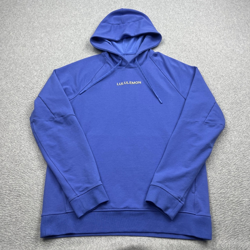 Lululemon City Sweat Pullover Hoodie Mens Medium Blue Terry Logo Athletic M3DSPS